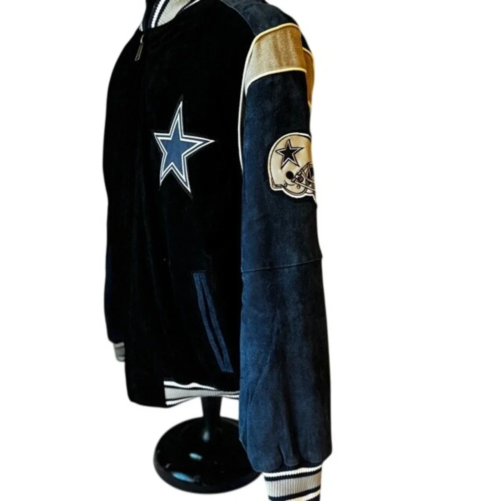 NFL Dallas COWBOYS Licensed Shell 100% LEATHER‎ Suede Varsity Jacket Mens S